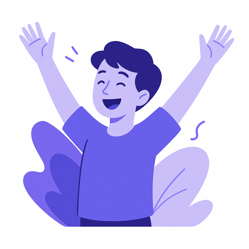 Person celebrating after discovering their personality type